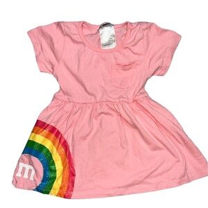 M&Ms baby girl rainbow dress size 24mnths pink